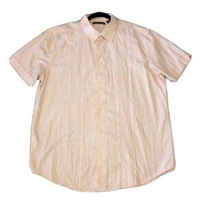 CUBAVERA Peach Cotton Stripes Short Sleeve Button Down Short Shirt Sz XL